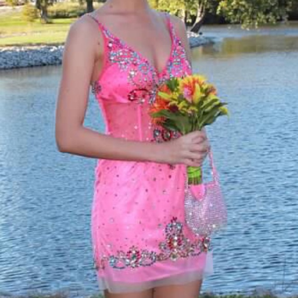 Gorgeous Dave & Johnny Pink Gemstone studded dress